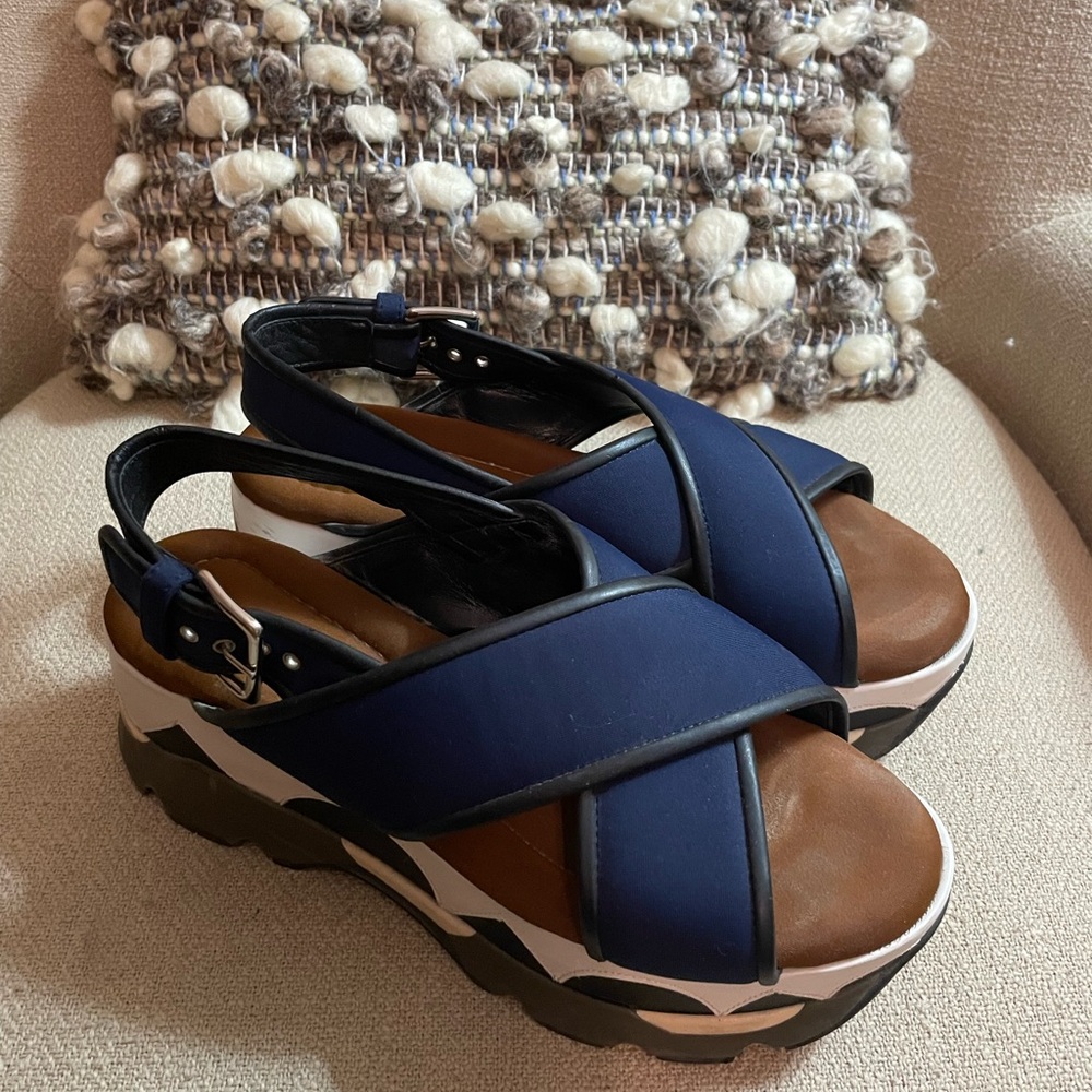 Marni Navy and Black Platform Sandals
